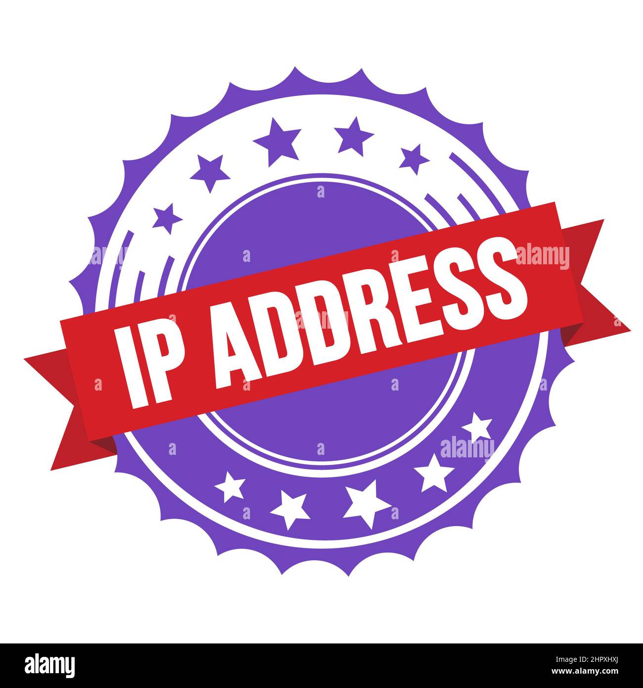 IP ADDRESS text on red violet ribbon badge stamp Stock Photo - Alamy