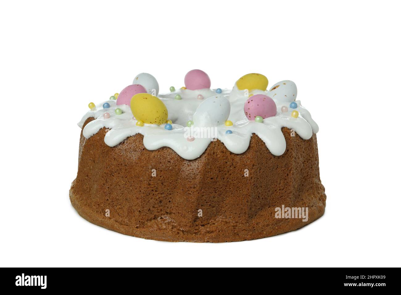 Easter cake isolated on white background, close up Stock Photo