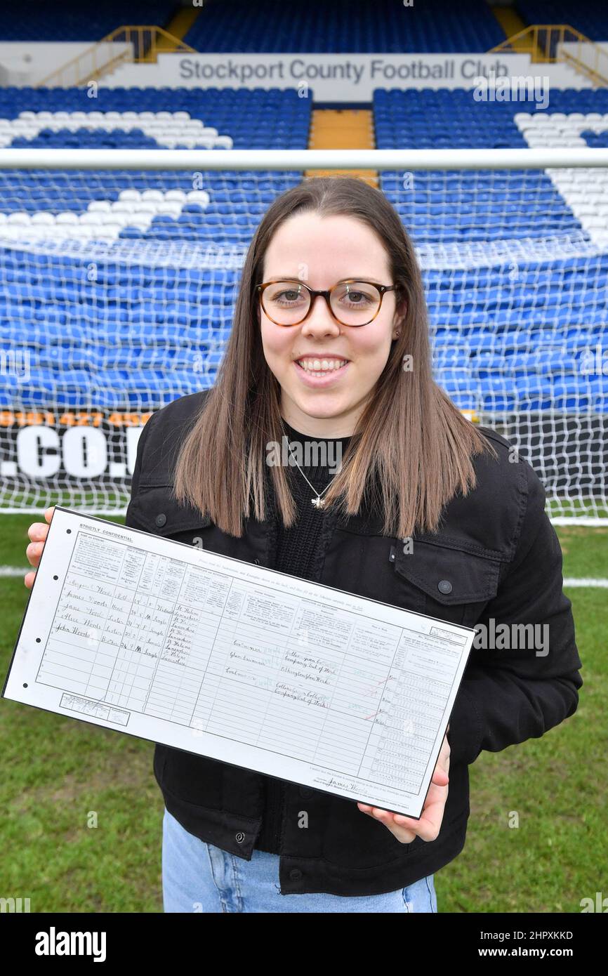 EDITORIAL USE ONLY Lauren Quigley holds up a 1921 Census record of her