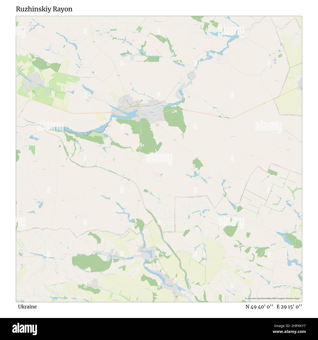 Ruzhinskiy Rayon, Ukraine, N 49 40' 0'', E 29 15' 0'', map, Timeless Map published in 2021. Travelers, explorers and adventurers like Florence Nightingale, David Livingstone, Ernest Shackleton, Lewis and Clark and Sherlock Holmes relied on maps to plan travels to the world's most remote corners, Timeless Maps is mapping most locations on the globe, showing the achievement of great dreams Stock Photo