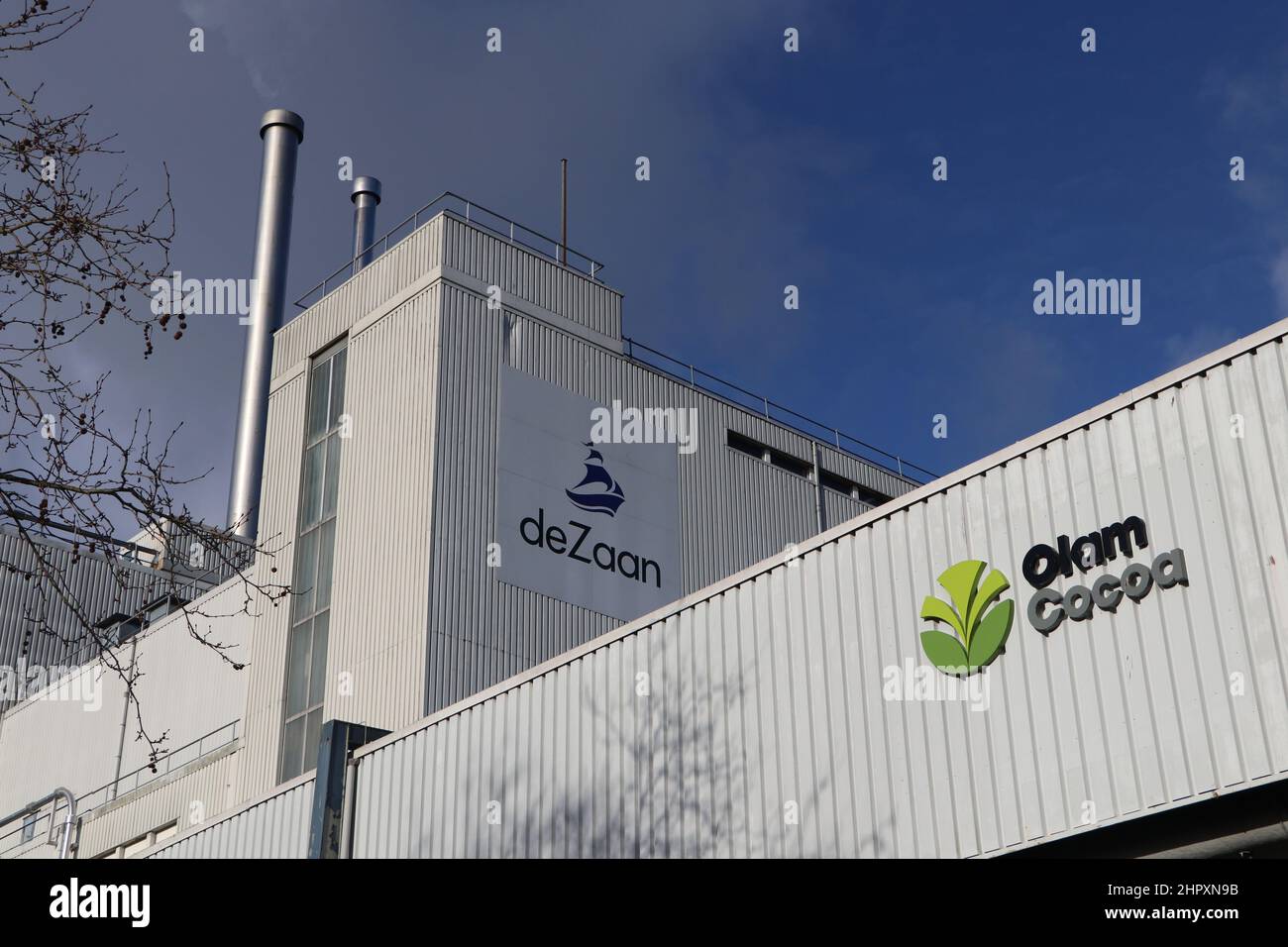 Olam Cocoa chocolate factory building in Koog aan de Zaan, the Netherlands, February 2022 Stock Photo