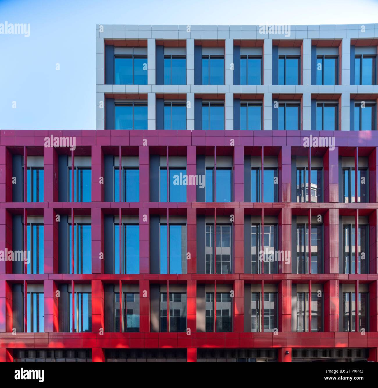 West elevation. Bloom Clerkenwell, London, United Kingdom. Architect: John Robertson Architects, 2021. Stock Photo
