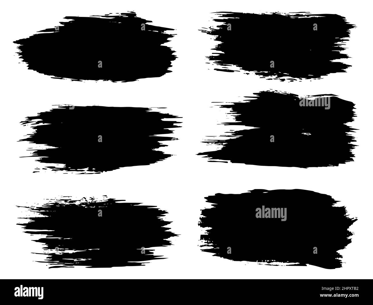 Collection of artistic grungy black paint hand made creative brush ...
