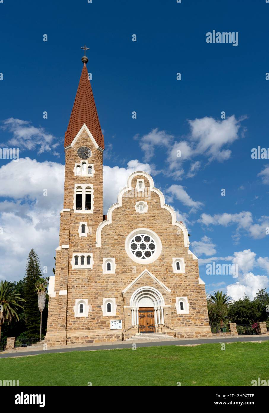 Landmark building of Christus Kirche, or Christ Church in Windhoek, Namibia Stock Photo