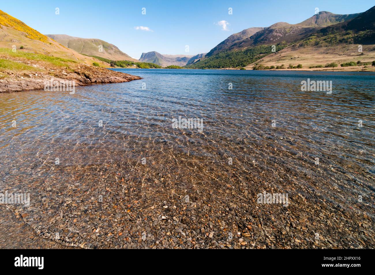 View of Crummock Water and and the surrounding fells of the Buttermere Valley in the Lake District in Cumbria, England. Stock Photo