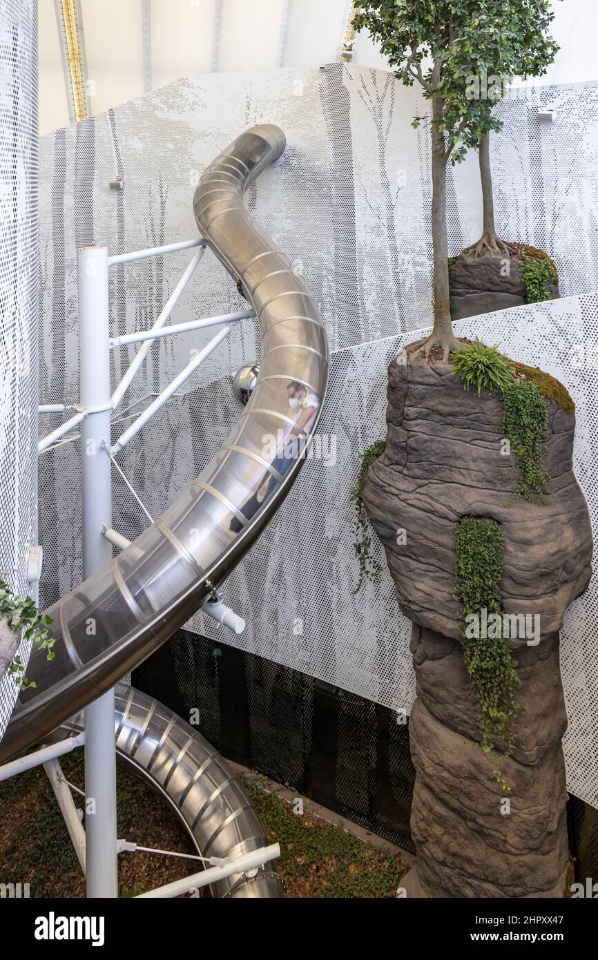 Giant slide inside the Luxembourg Pavilion in the Opportunity District of the Dubai Expo 2020, UAE Stock Photo