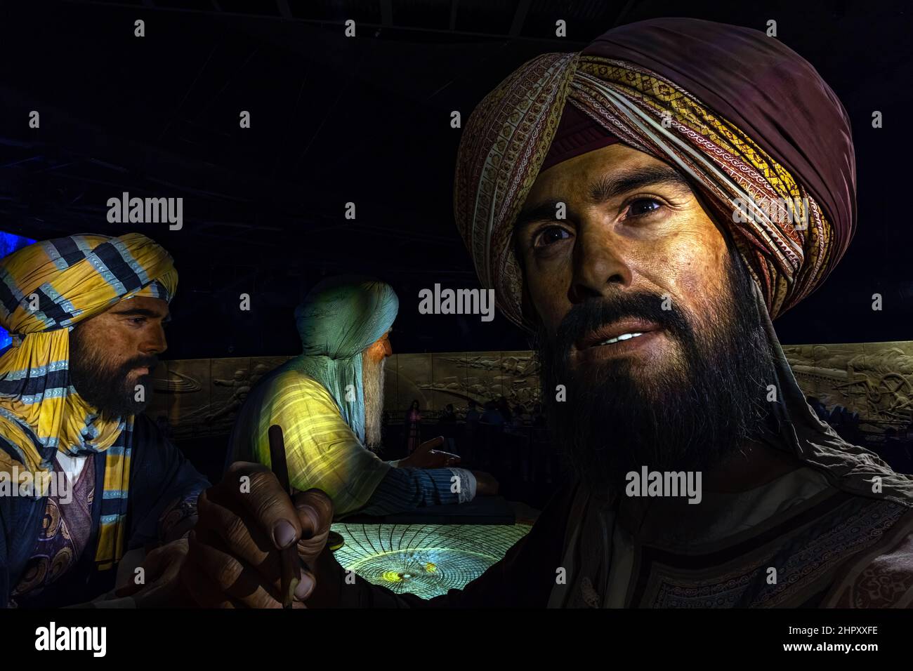 Giant statues of three key Arab figures in the history of exploration