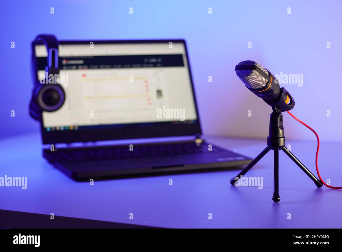 Home Studio Podcast Interior With Professional Microphone Computer Pc And  Headphone Technology And Audio Equipment Concept Stock Photo - Download  Image Now - iStock