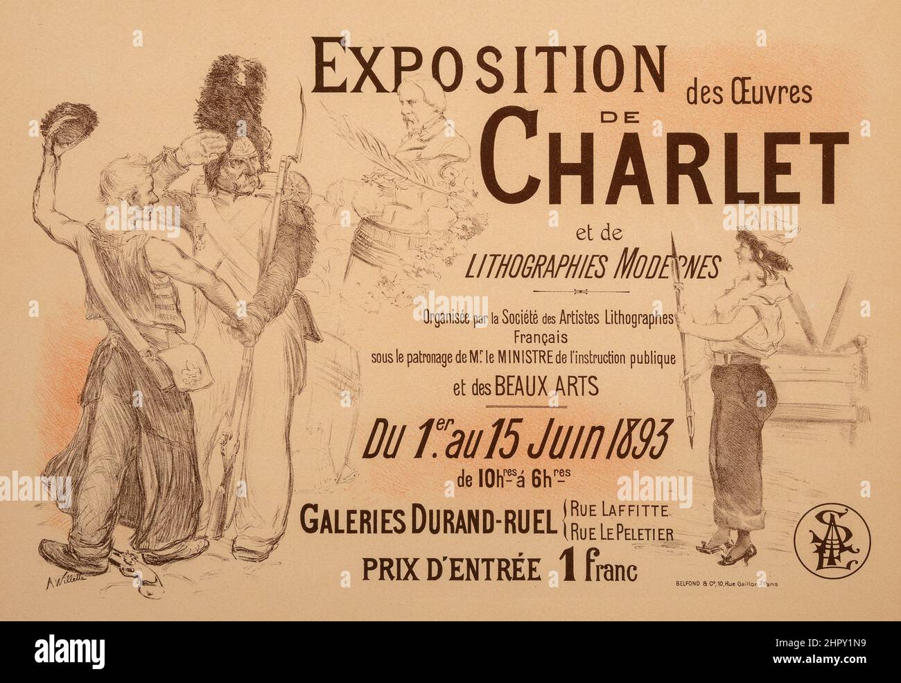 Adolphe Willette (1857-1926). Exposition des OEuvres de Charlet (from Les Maitres de L'Affiche), plate 194. 1893. Stock Photo