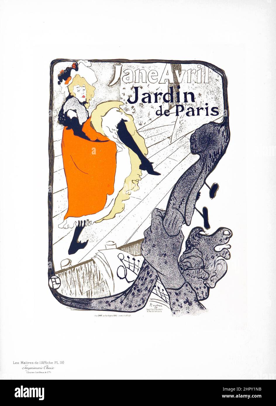 Henri de Toulouse Lautrec - Jane Avril, Jardin de Paris, Les maitres de l'affiche, plate 110 - 1897 Stock Photo