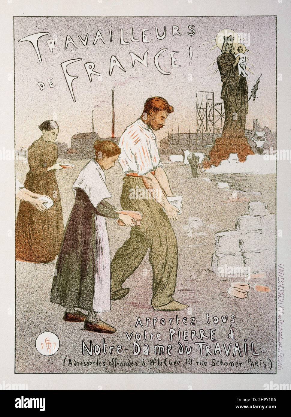 Etienne Moreau-Nelaton (1859-1927) Travailleurs de France! (from Les Maitres de L'Affiche), plate 198. 1895. Stock Photo