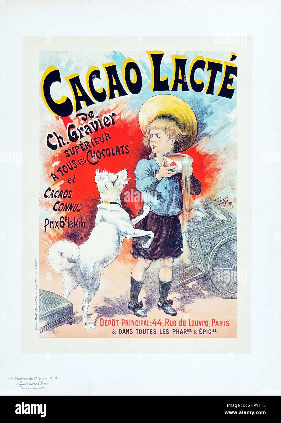 Lucien Lefevre - Cacao lacté (Milky cocoa) - Lithograph (Les Maîtres de l'Affiche), 1895 Stock Photo