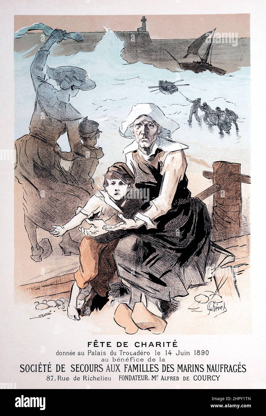 Jules Cheret (1836-1932). Fete de Charite (from Les Maitres de L'Affiche), plate 89. Lithograph. 1897. Stock Photo