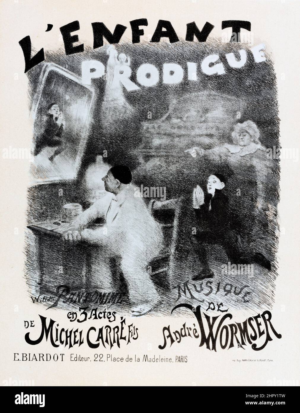 Les Maitres de l'Affiche - plate 15 - L'Enfant Prodigue. Circa: 1896 - Artist: Adolphe Willette, drawing. Stock Photo