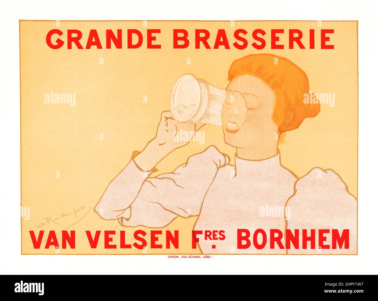 Les Maîtres de l'Affiche, plate 12 - Grande brasserie Van Velsen Fres. Bornhem - Benjamin Gavaudo 1896. Stock Photo