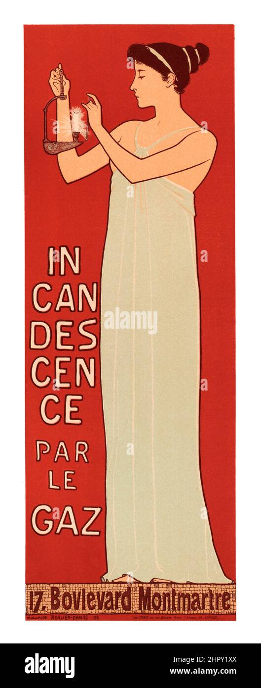 'Les Maîtres de l'Affiche' plate 23 - Incandescence par le gaz, Bovlevard Montmartre 1896 - MAURICE REALIER DUMAS Stock Photo