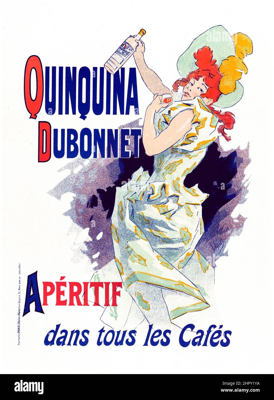 Les Maitres de l'Affiche - Quinquina Dubonnet - Aperitif dans tous les Cafés. Jules CHERET (Chéret) 1898. Old alcohol advertising poster. Stock Photo