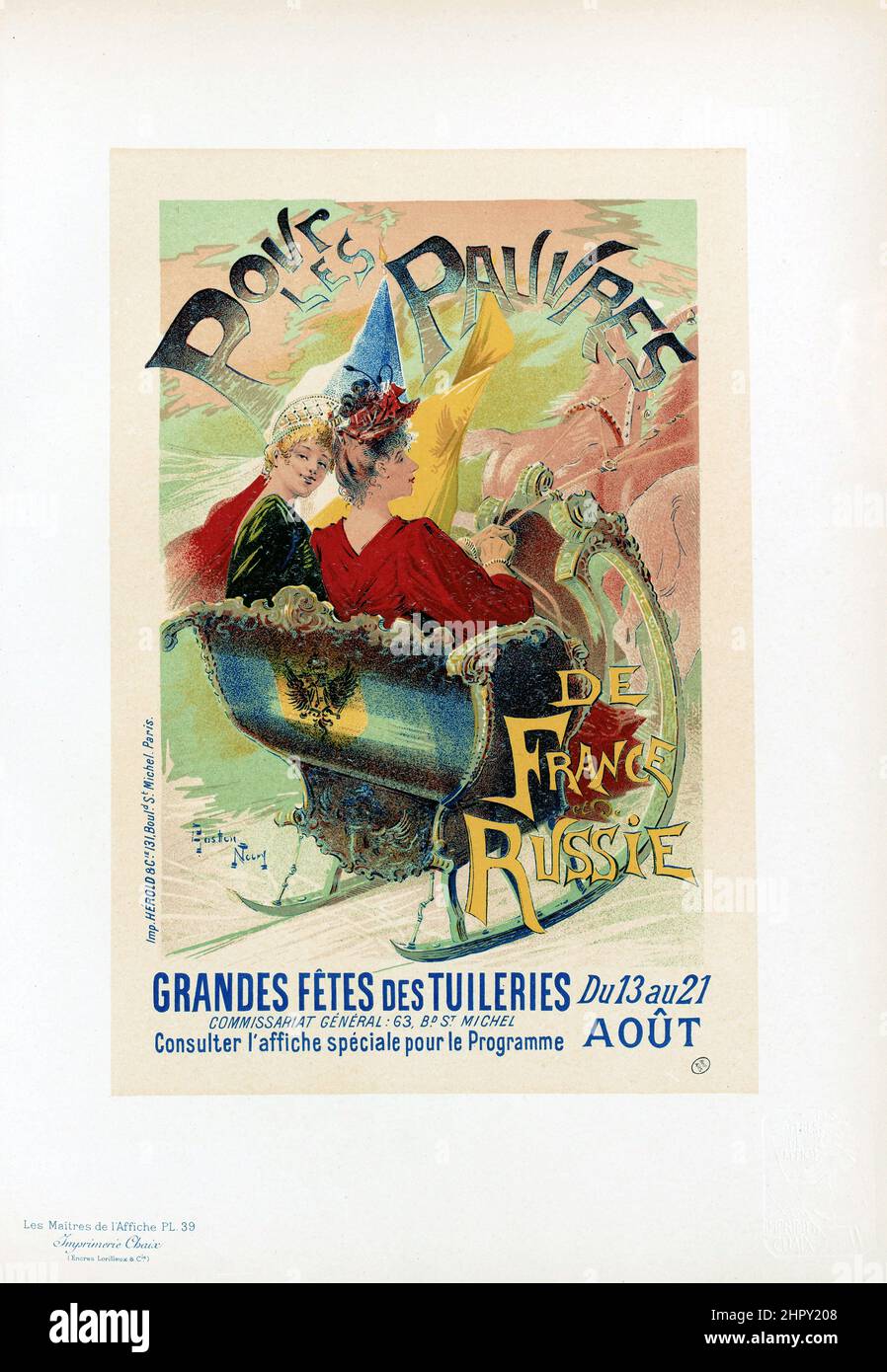 Maitres de l'affiche Vol 1 - Plate 39 - Gaston Noury - Pour le Pauvres de France et de Russie. 1896. Stock Photo