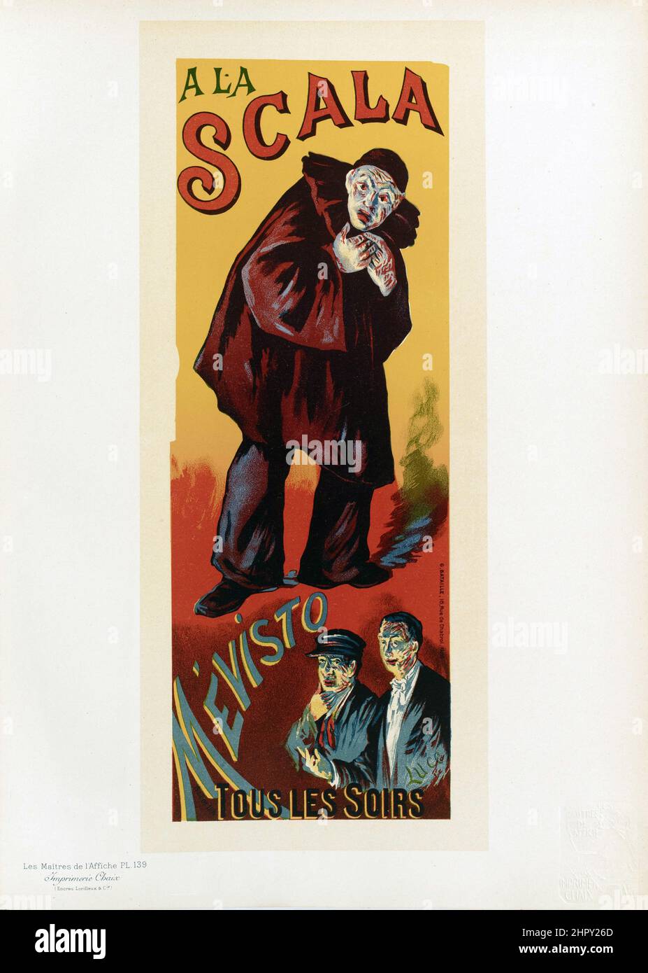 Maitres de l'affiche Vol 3 - Plate 139 - Maximilien Luce, 1895 - A La Scala, Mevisto feat. a Clown. Tous Les Soirs. Stock Photo