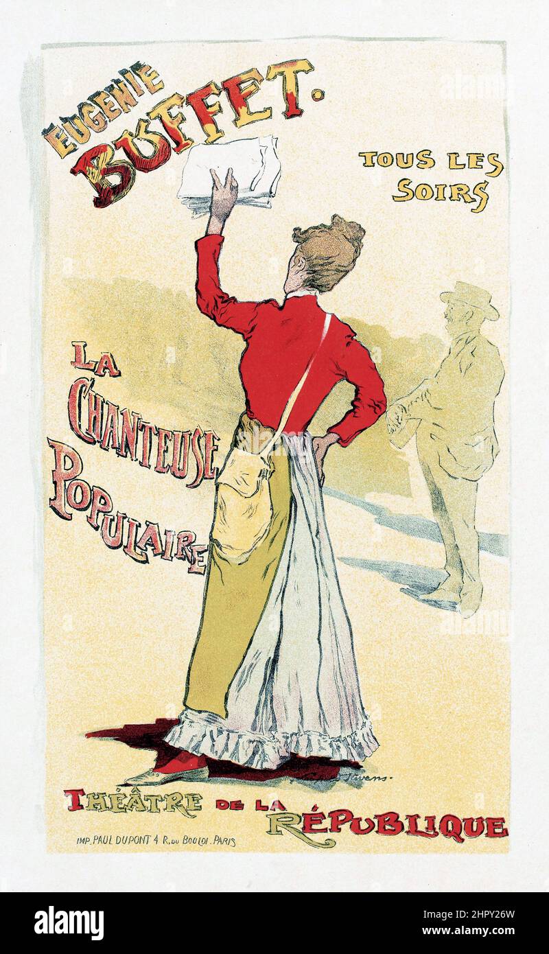 Maitres de l'affiche Vol 4 - Plate 151 - Leopold Stevens - Eugene Buffet, Tous Les Soirs, Theatre de la Republique. 1895. Stock Photo