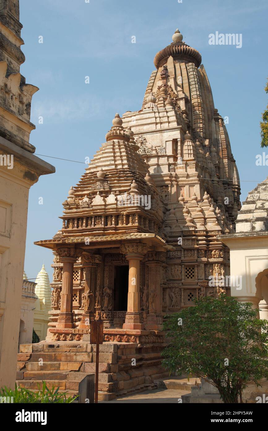 Parsvanath Temple, the largest of the Jain Temples in the Eastern group at Khajuraho, in Madya Pradesh, India Stock Photo