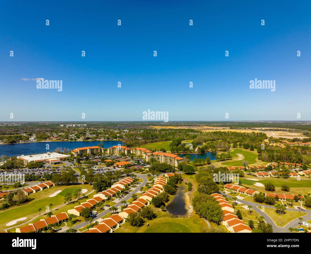 Kissimmee, FL, USA February 20, 2022 Aerial photo of Orange lake