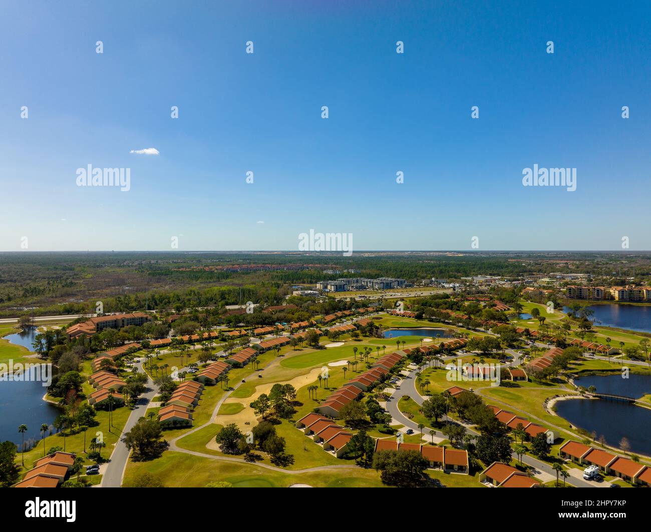Kissimmee, FL, USA February 20, 2022 Aerial photo of Orange lake