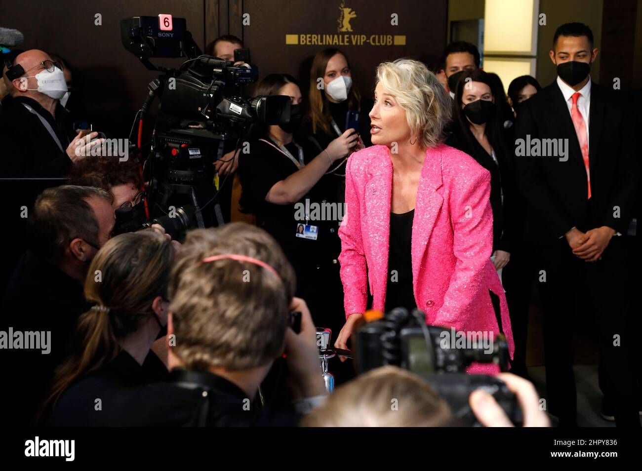 Emma Thompson at the 'Good Luck to You, Leo Grande' photocall during the 72nd Berlinale International Film Festival Berlin at Grand Hyatt Hotel on February 12, 2022 in Berlin, Germany. Stock Photo