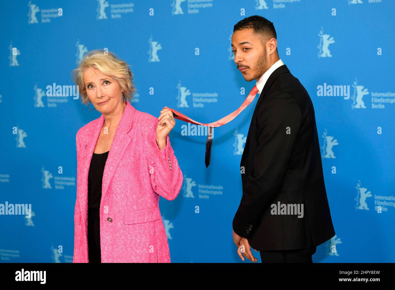 Emma Thompson and Daryl McCormack at the 'Good Luck to You, Leo Grande' photocall during the 72nd Berlinale International Film Festival Berlin at Grand Hyatt Hotel on February 12, 2022 in Berlin, Germany. Stock Photo