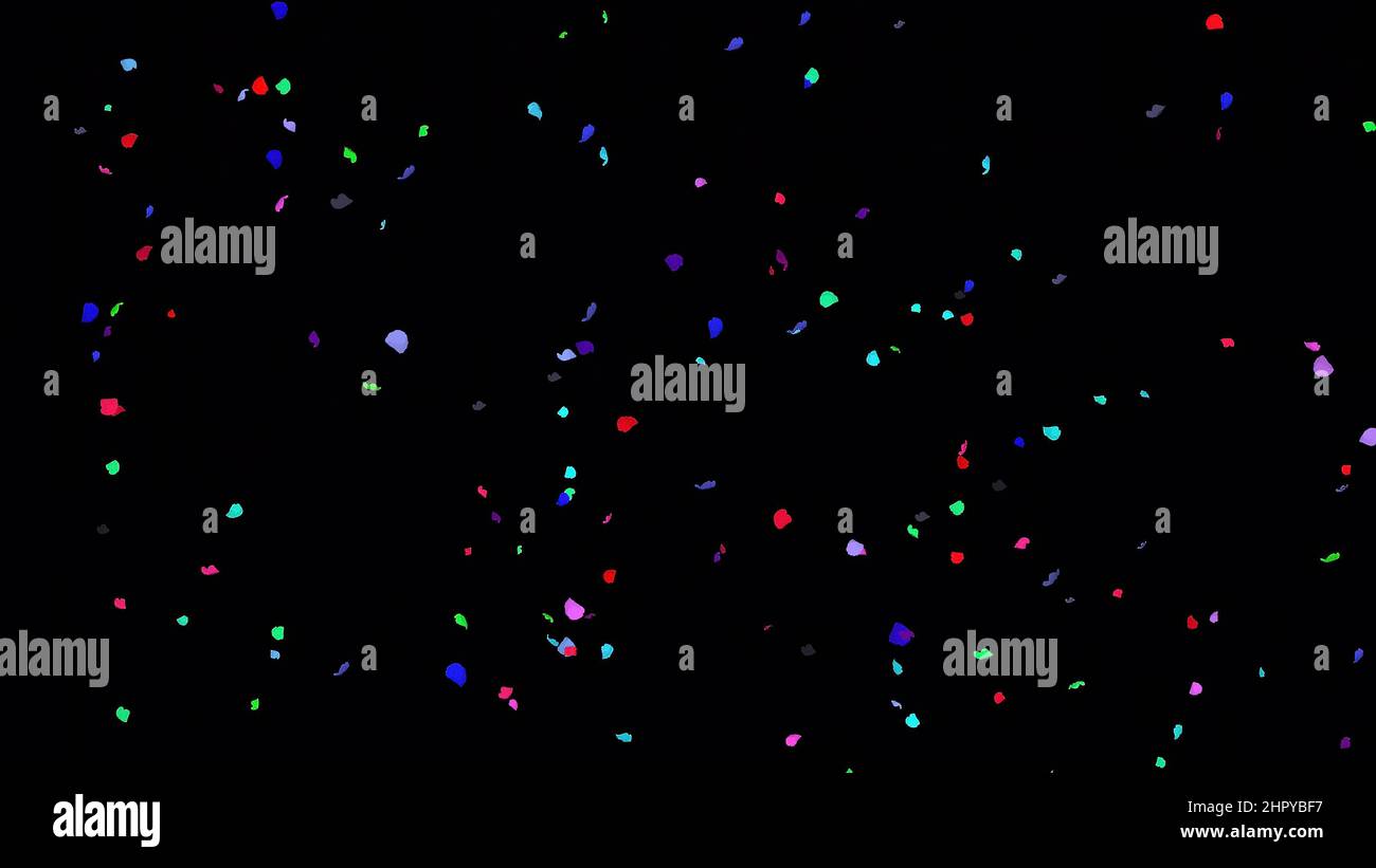 Falling Confetti particles on Black Background Stock Photo - Alamy