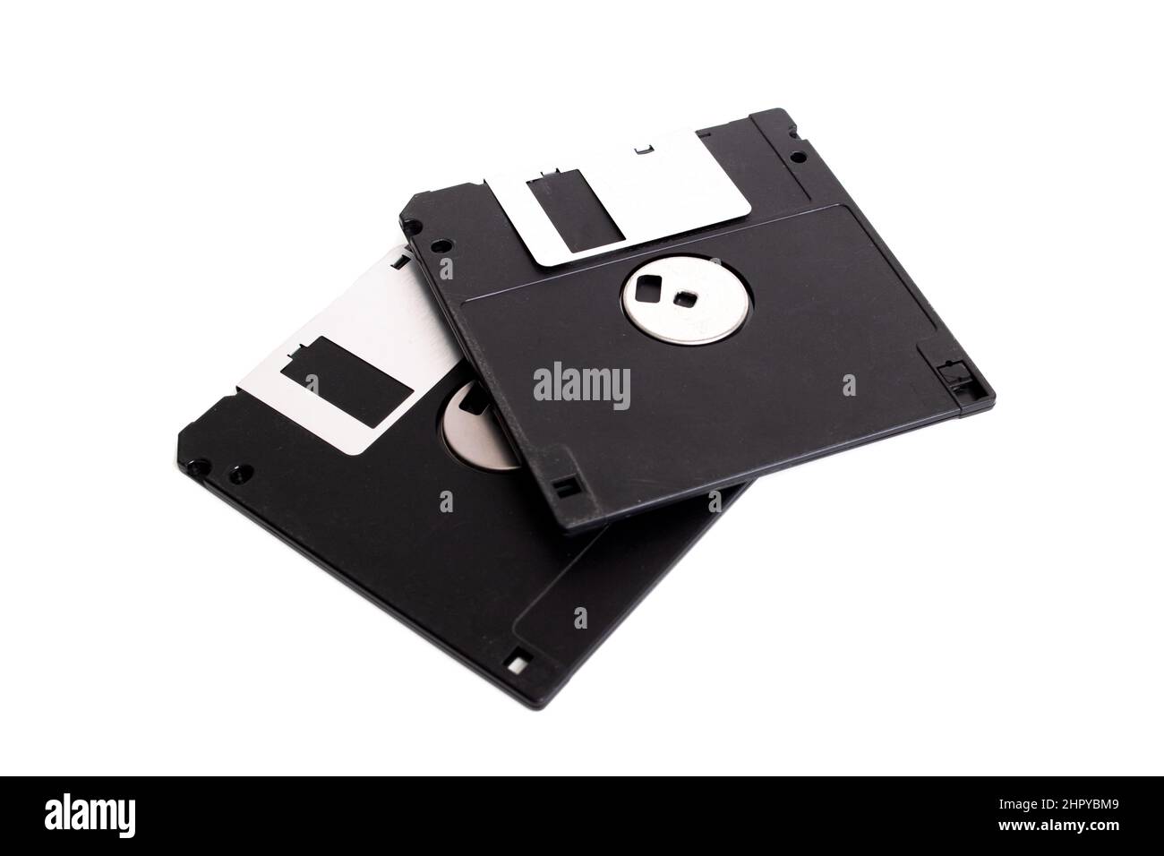 Two floppy disks isolated on white background Stock Photo