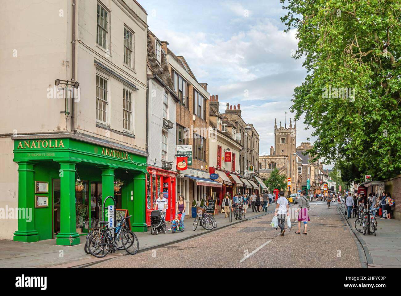 Streetscape in the old town of the medieval university city of Cambridge, England Stock Photo