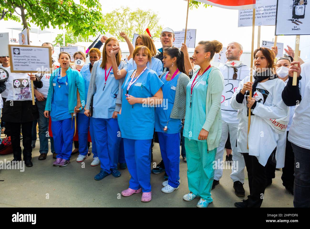 Paris, France, Health Workers, Nurses Demonstration Against Hospital