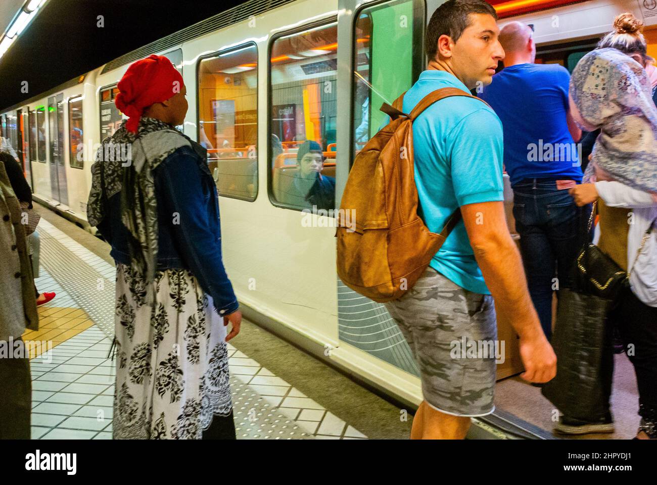 Marseille, FRANCE, People on Train, Underground Metro Subway Station