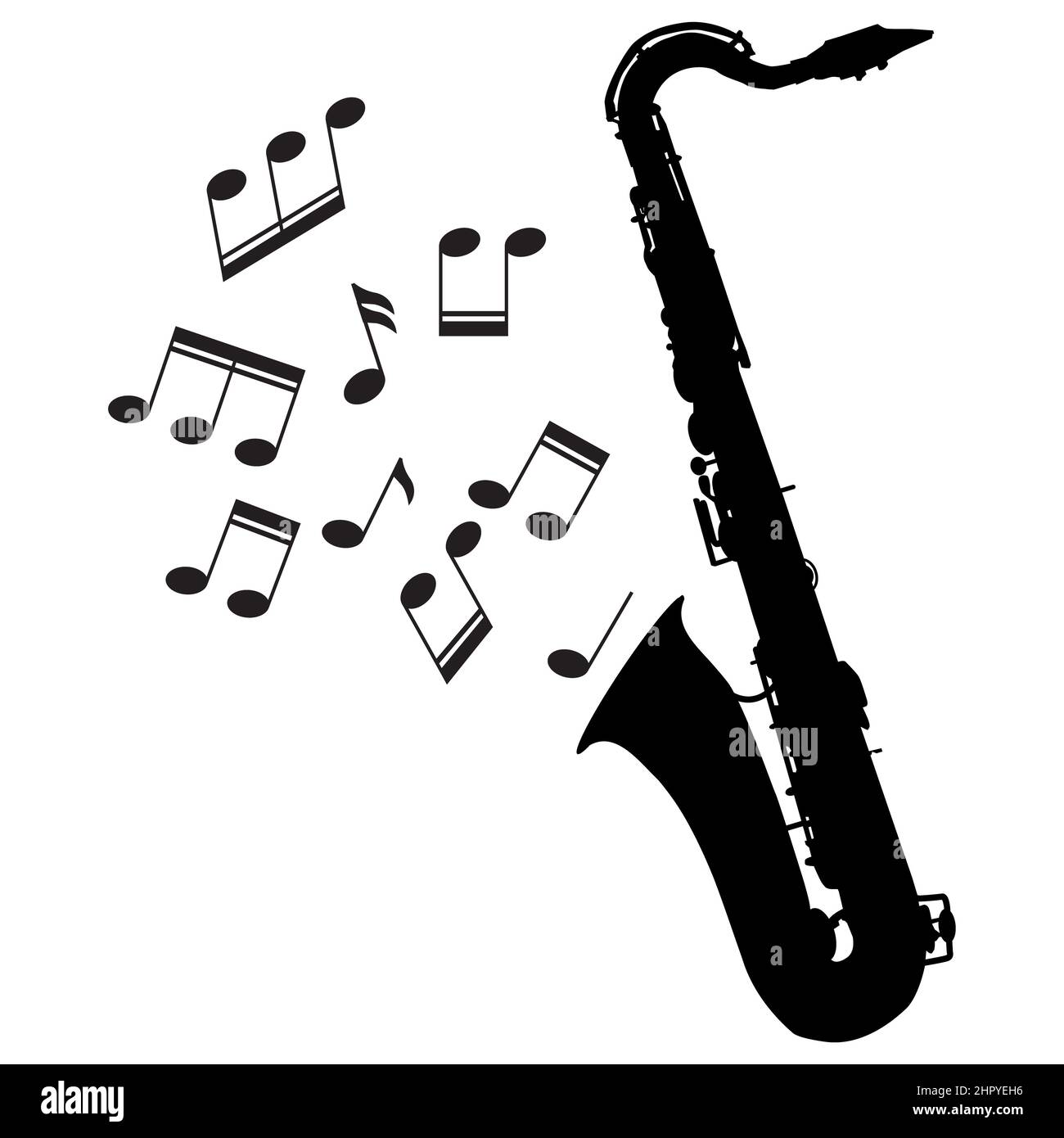 saxophone icon on white background. Music jazz logo. flat style Stock