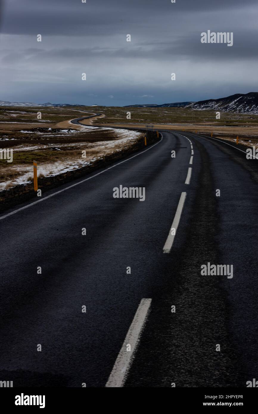 View of the roads in the Golden Circle, Iceland Stock Photo
