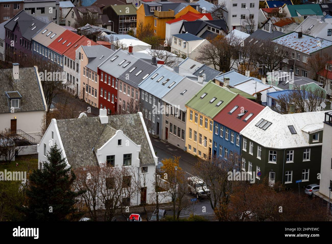 Panoramic view of Reykjavik, Iceland from the Hallgrimskirkja cathedral Stock Photo
