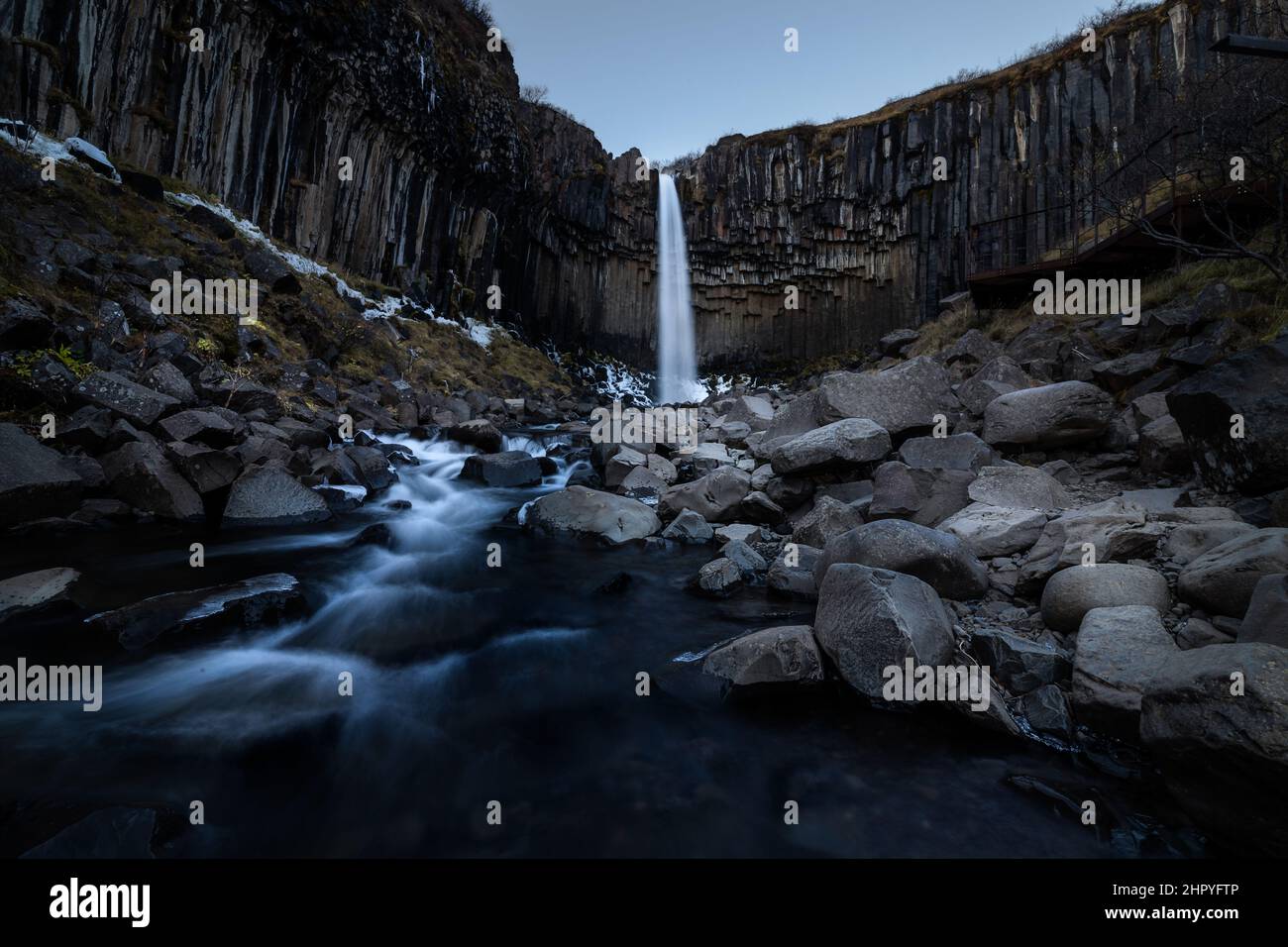 View of the Svartifoss waterfall in the Skaftafell National Park, Iceland Stock Photo