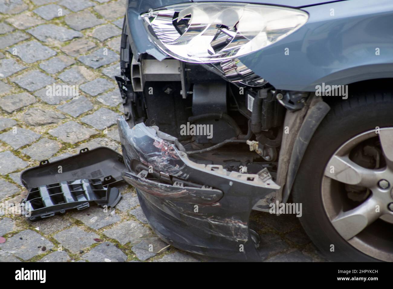 Car accidents or insurance costs on car crashes. Automobile repairs costs. Road accidents with material costs for insurance. company. Traffic accidents Stock Photo