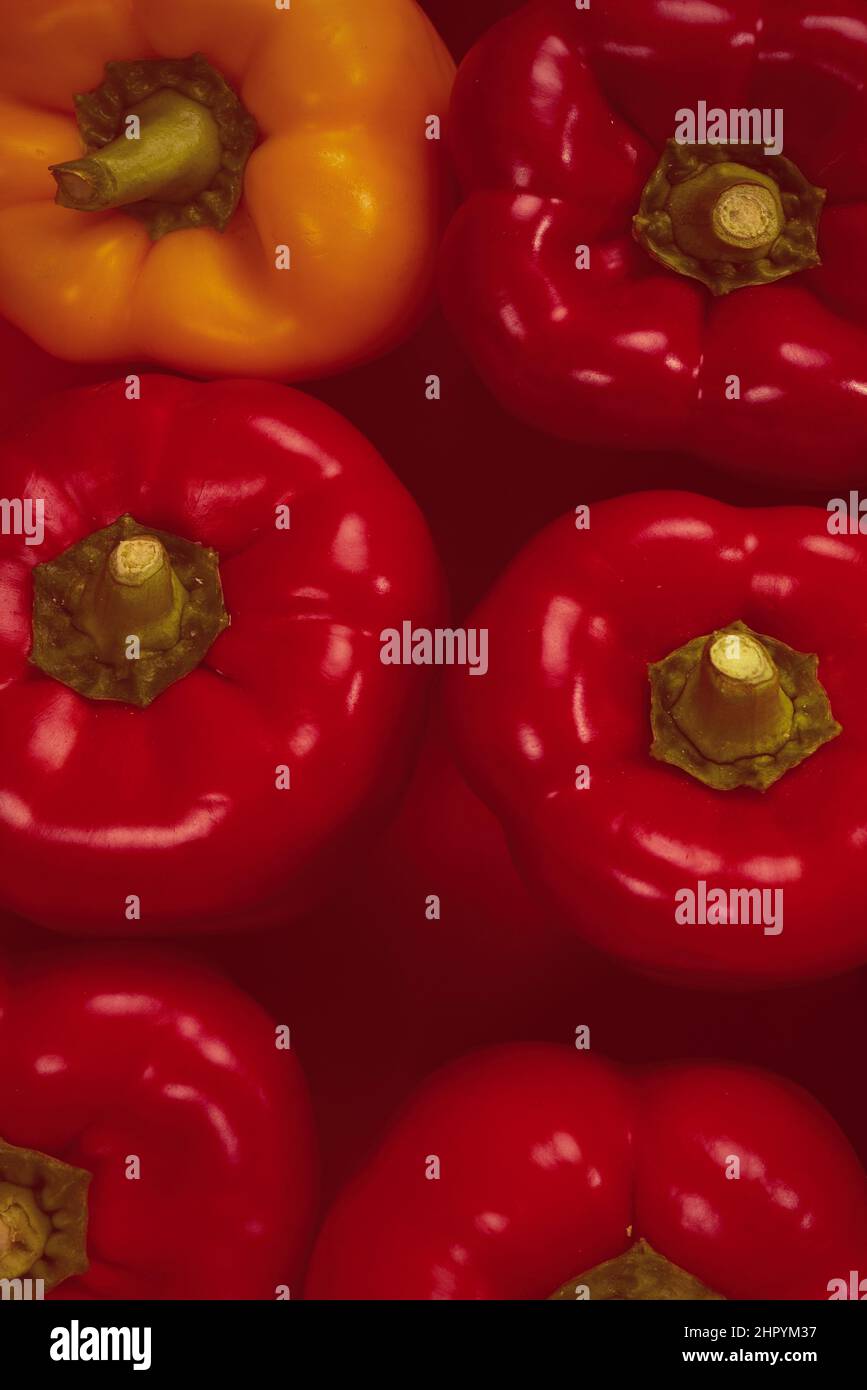 Fresh red, green, yellow bell pepper background Stock Photo Alamy