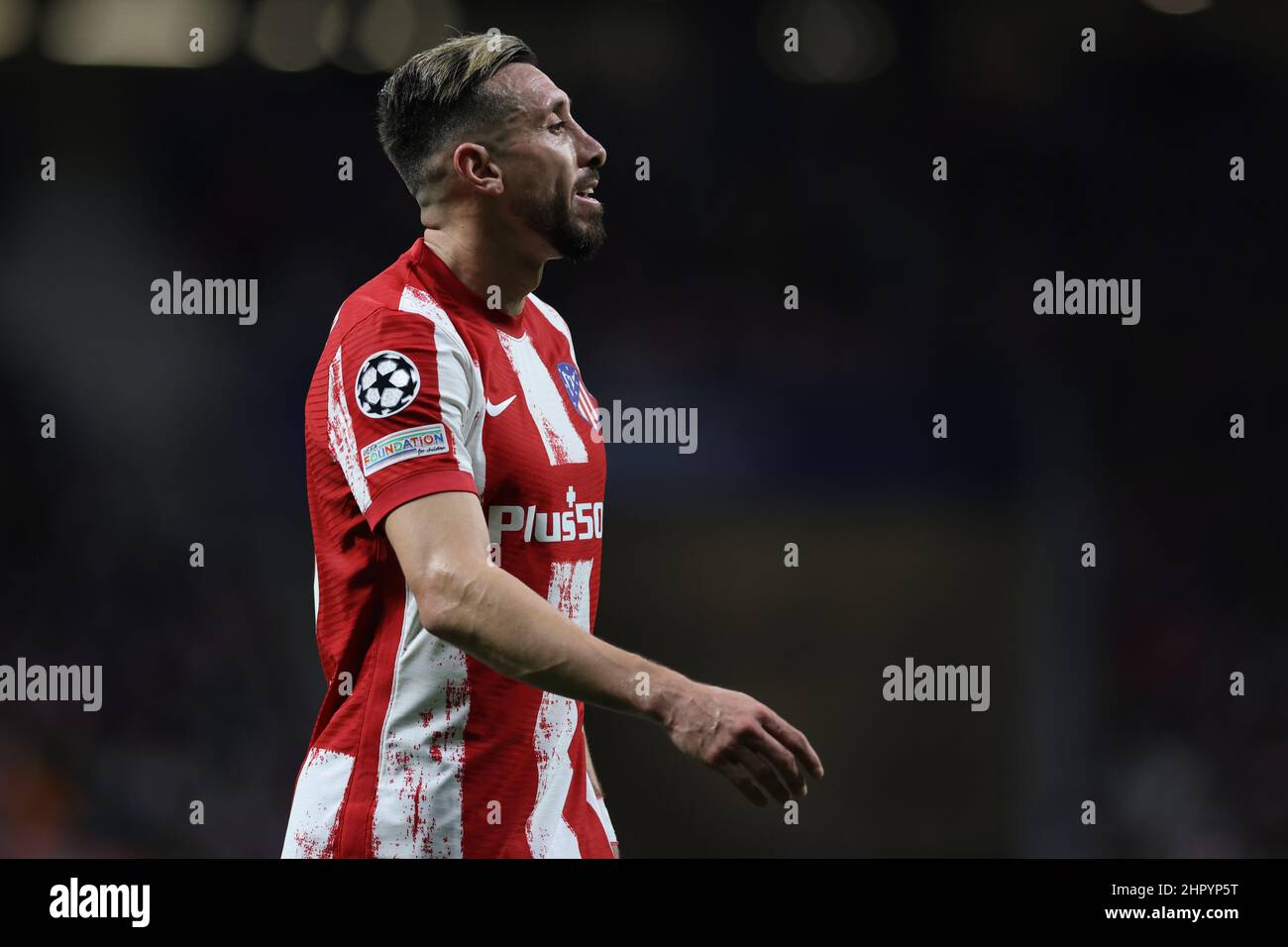 Madrid, Spain, 23rd February 2022. Hector Herrera of Atletico Madrid looks on during the UEFA Champions League match at Estadio Metropolitano, Madrid. Picture credit should read: Jonathan Moscrop / Sportimage Stock Photo