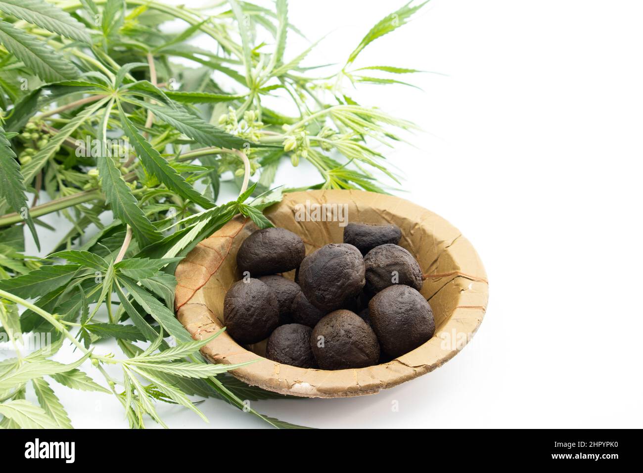 Bhaang Ki Goli Or Bhang Ka Gola Is Made Of Is Herbal Edible Balls Made Of Cannabis Leaves Paste And Is Consumed Specially On Indian Festival Holi For Stock Photo