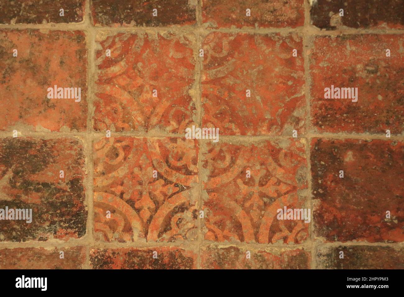 14th Century floor tiles in St Mary's church, The Street, Brook