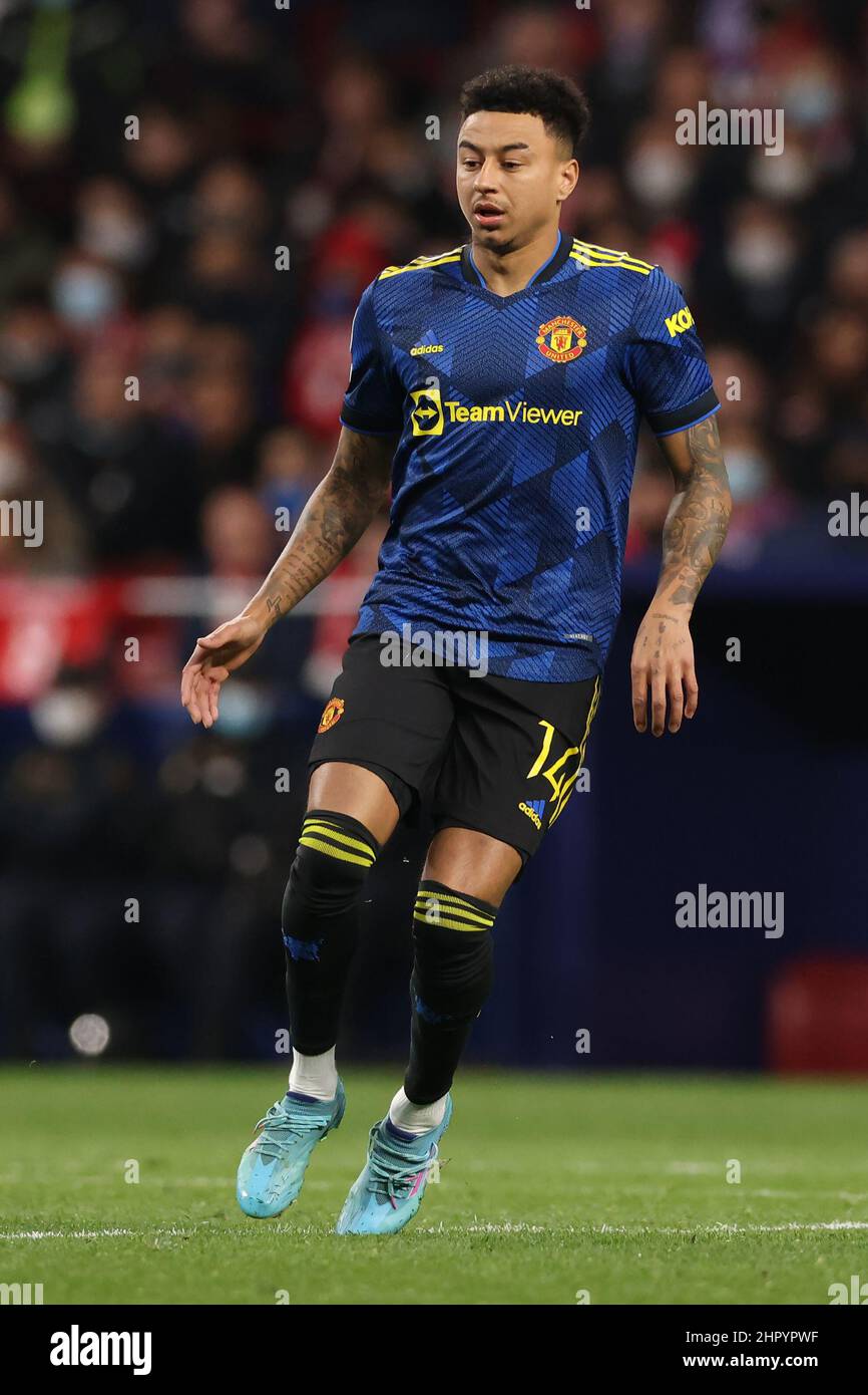 Madrid, Spain, 23rd February 2022. Jesse Lingard of Manchester United during the UEFA Champions League match at Estadio Metropolitano, Madrid. Picture credit should read: Jonathan Moscrop / Sportimage Stock Photo