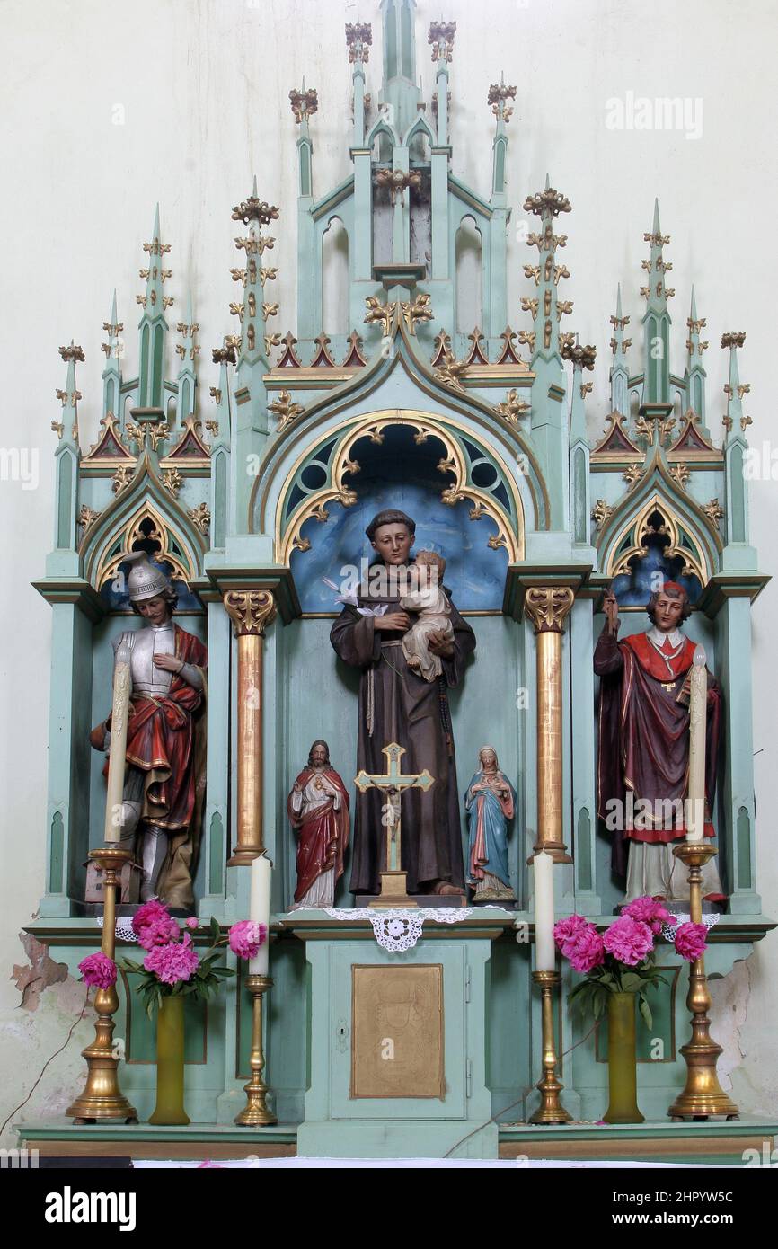 Altar of St. Anthony of Padua in the parish church of Saints Simon and Jude in Ciglena, Croatia Stock Photo