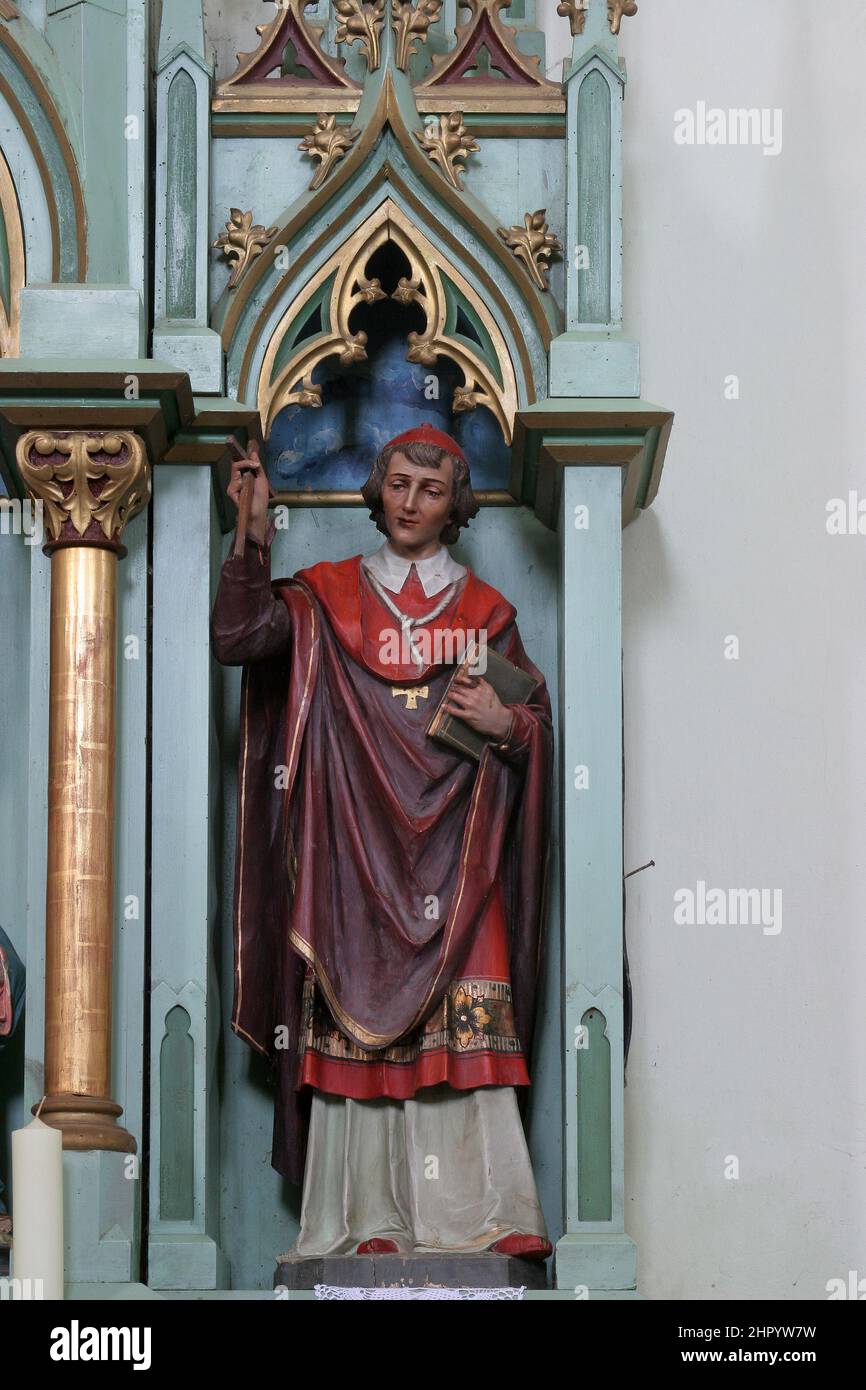 Statue of Saint on the Altar of St. Anthony of Padua in the parish church of Saints Simon and Jude in Ciglena, Croatia Stock Photo