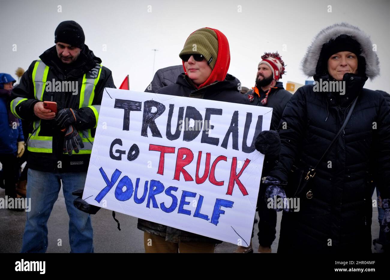 Pro Truckers Convoy rally in Toronto, Canada Stock Photo