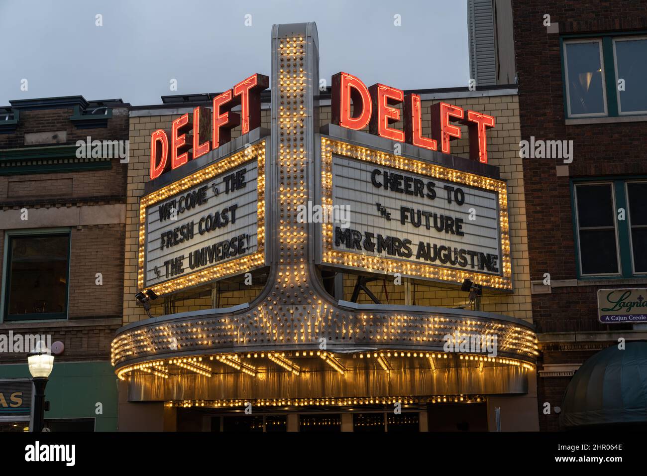 Marquette, Michigan October 20, 2021 Neon sign for the historic