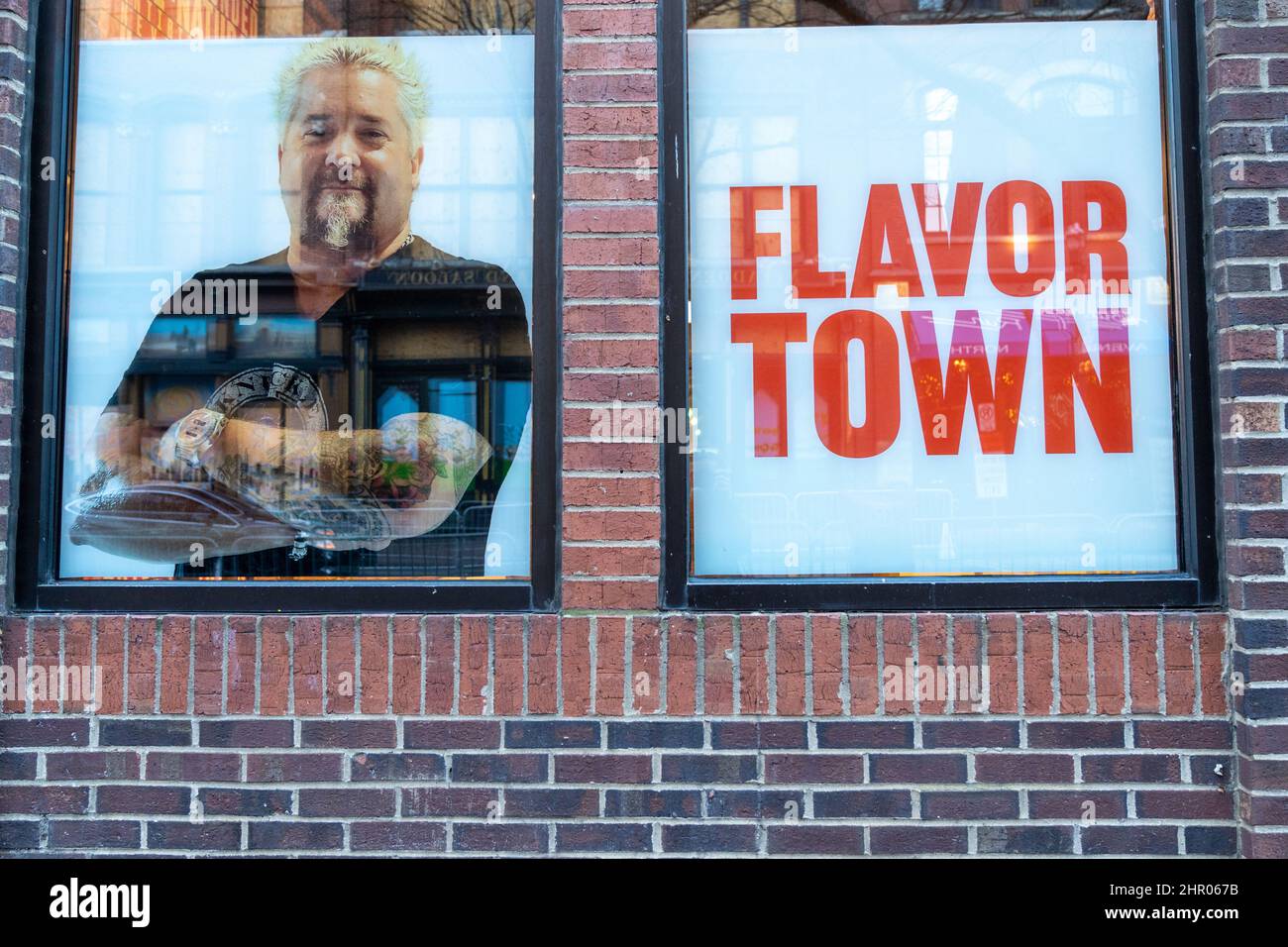 Nashville, Tennessee January 10, 2022 Window display at Guy Chicken, Guy Fieri's restaurant