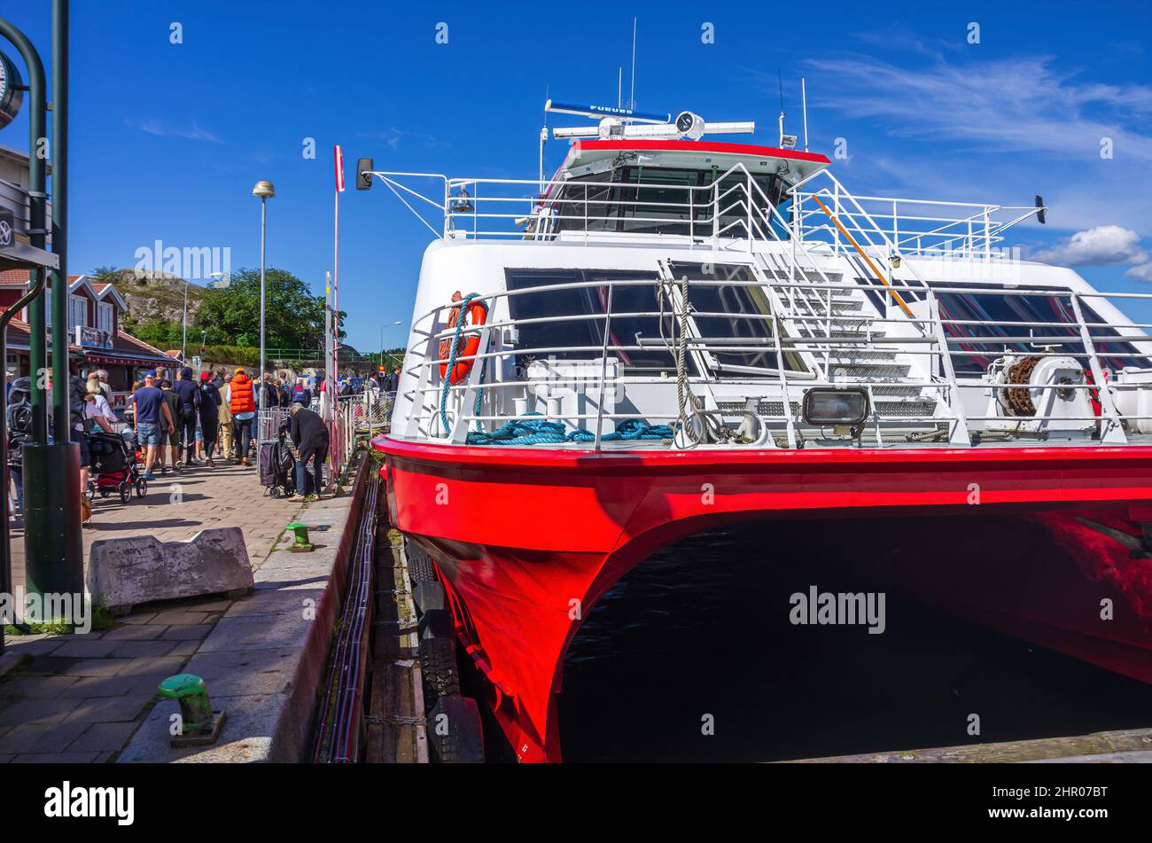 Strömstad, Bohuslän, Västra Götalands län, Sweden: Docked passenger ferry at the terminal, August 11, 2016. Stock Photo